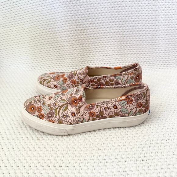 Keds Blush Pink Groovy Floral Print Double Decker Slip On Sneakers Talbots 7.5 - Picture 5 of 9